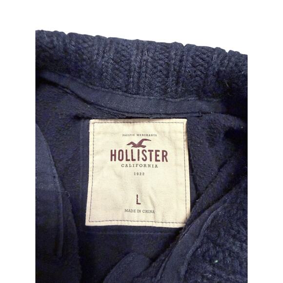 Hollister Button-Up Cardigan with Sweater Collar Navy Blue Women's Size Large - Picture 6 of 6